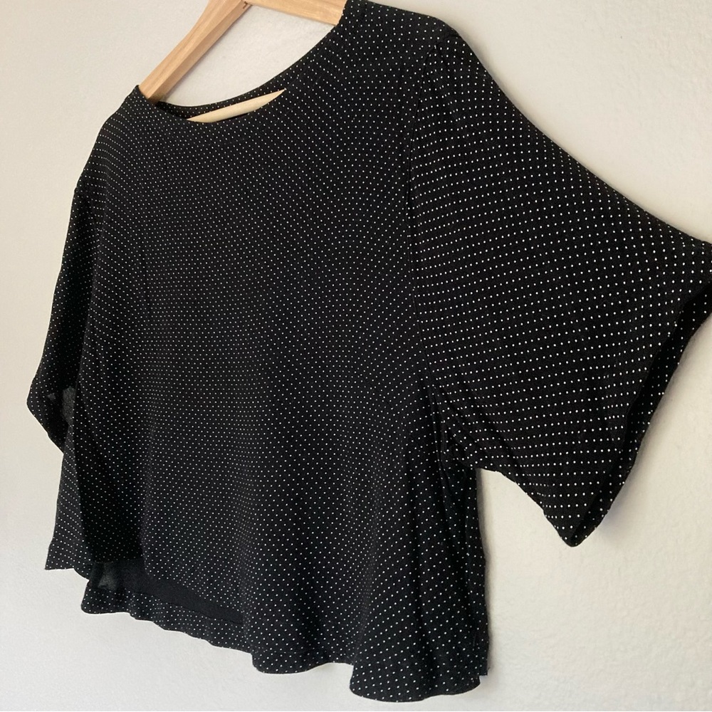 H&M Crop Top Polka Dots Black White Flowy Blouse